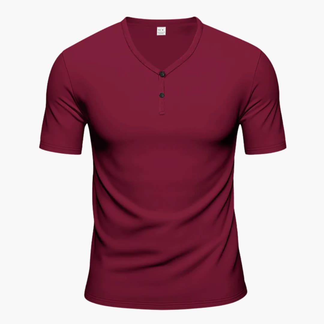 Men's Short Sleeve Henley T-Shirt Textured Button Front