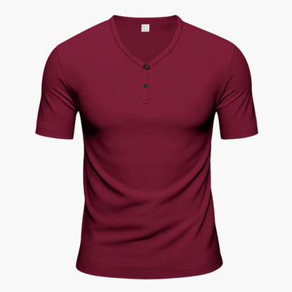 Men's Short Sleeve Henley T-Shirt Textured Button Front