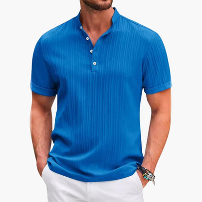 Men's Short Sleeve Henley T-Shirt Textured Stripe