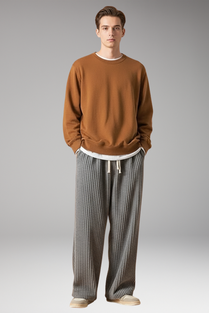 Men's Relaxed Fit Sweatpants Textured Streetwear Style