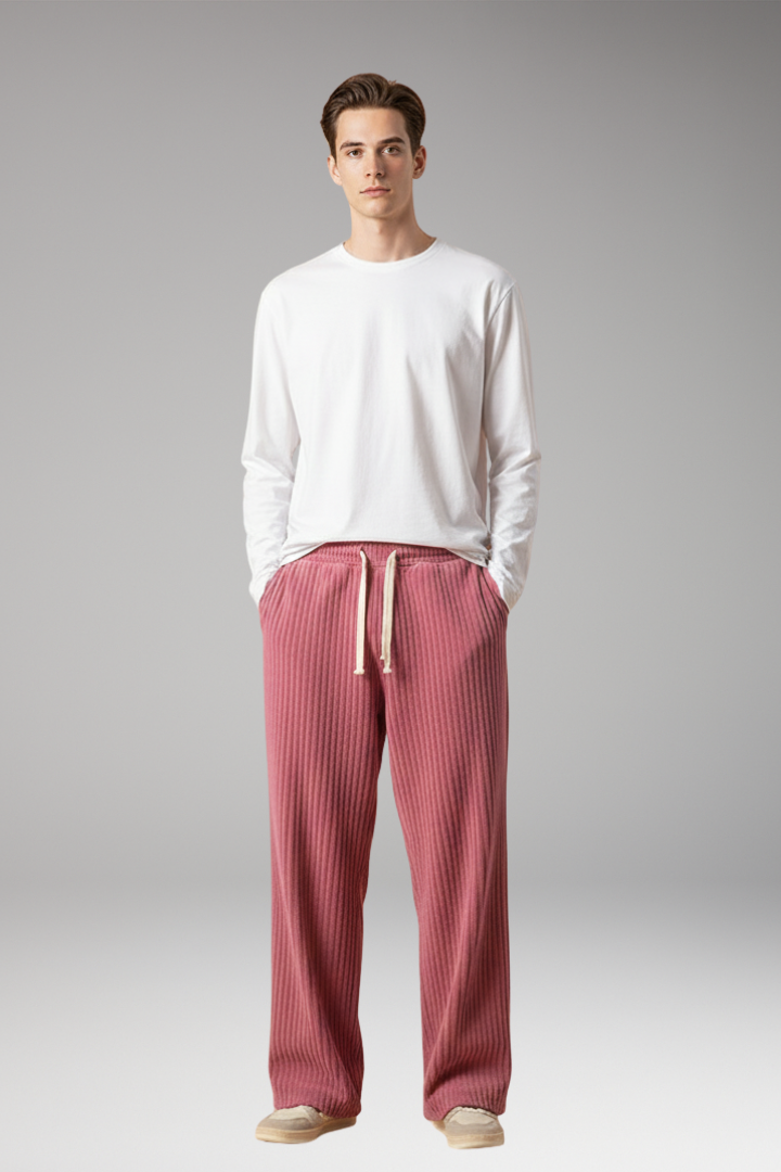Men's Relaxed Fit Sweatpants Textured Streetwear Style
