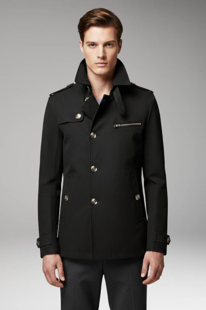 Men's Trench Coat Button Front Cotton Waterproof