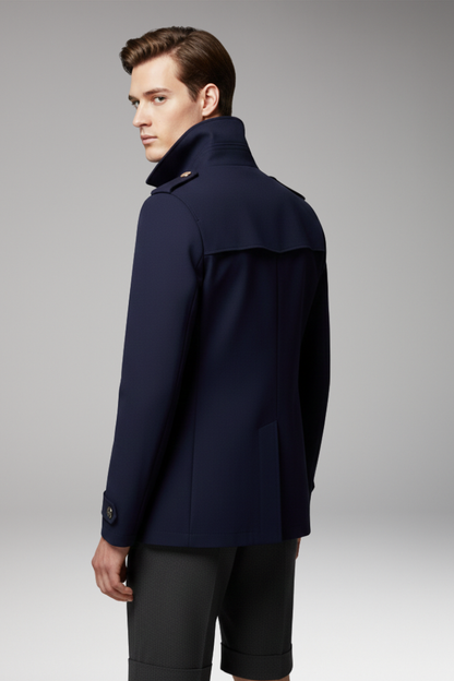 Men's Trench Coat Button Front Cotton Waterproof