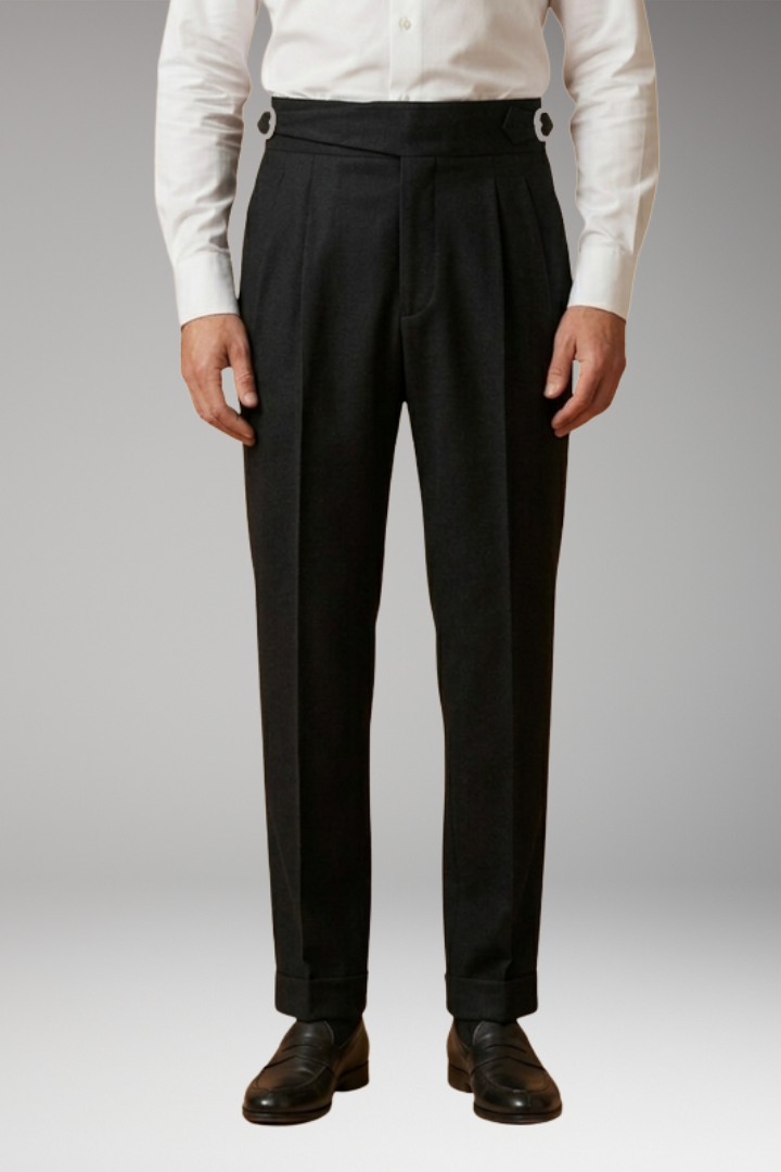 Men's High Waist Trousers Adjustable Buckle