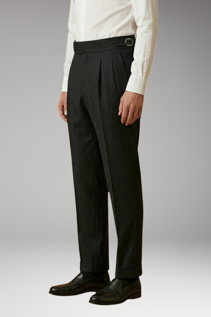 Men's High Waist Trousers Adjustable Buckle