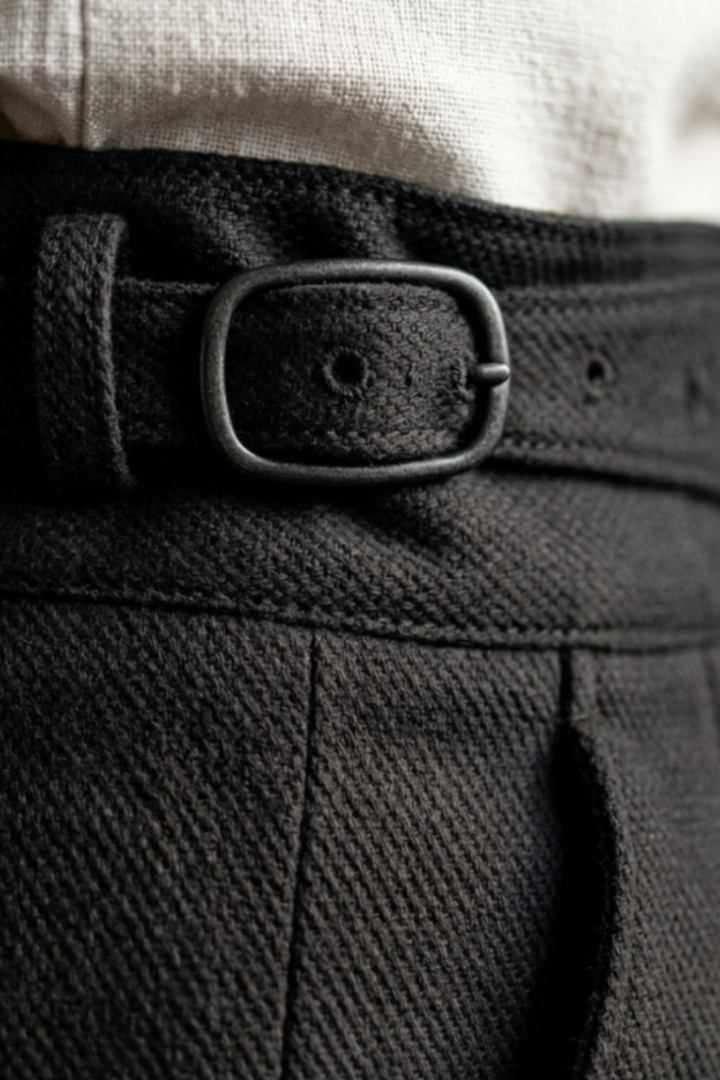 Men's High Waist Trousers Adjustable Buckle
