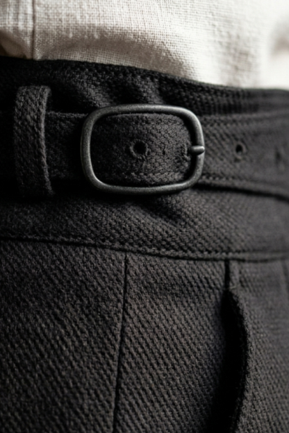 Men's High Waist Trousers Adjustable Buckle