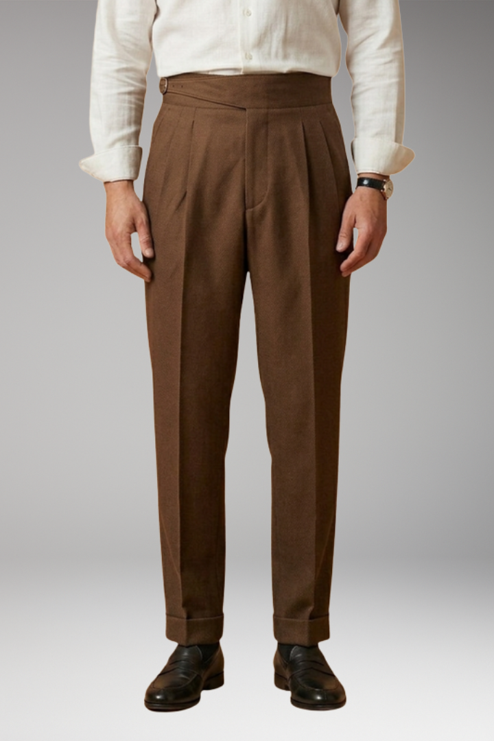 Men's High Waist Trousers Adjustable Buckle