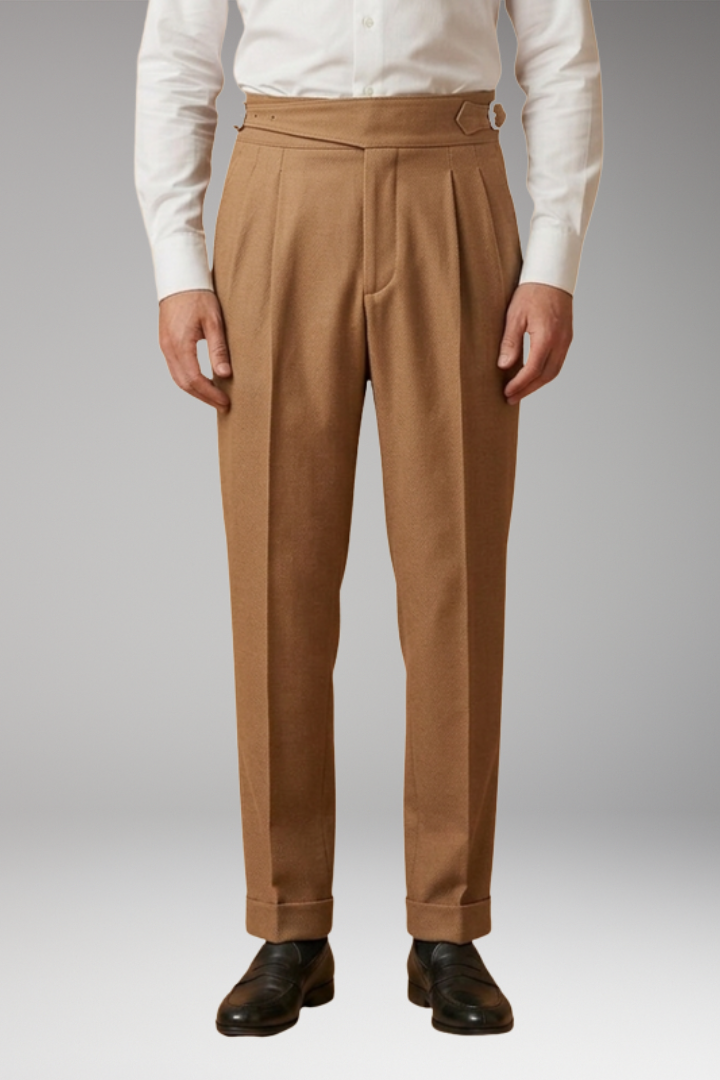 Men's High Waist Trousers Adjustable Buckle
