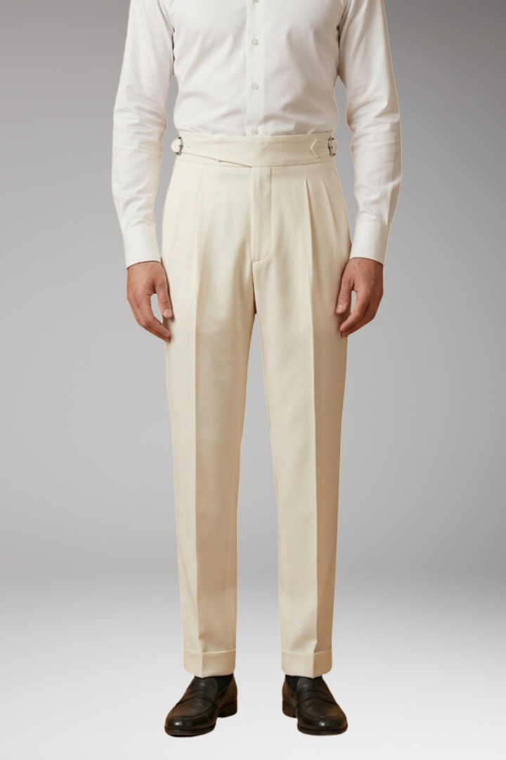 Men's High Waist Trousers Adjustable Buckle