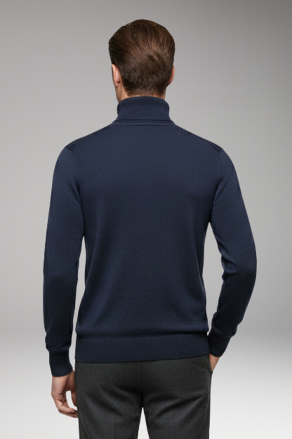 Men's Turtleneck Sweater Ribbed Cuffs And Hem