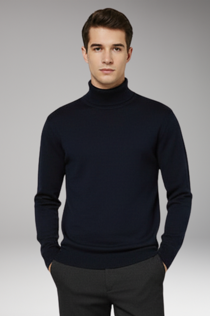 Men's Turtleneck Sweater Ribbed Plain