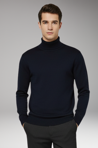 Men's Turtleneck Sweater Ribbed Plain