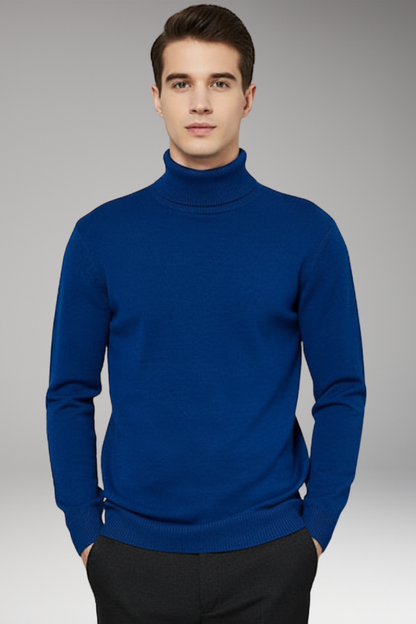 Men's Turtleneck Sweater Ribbed Plain