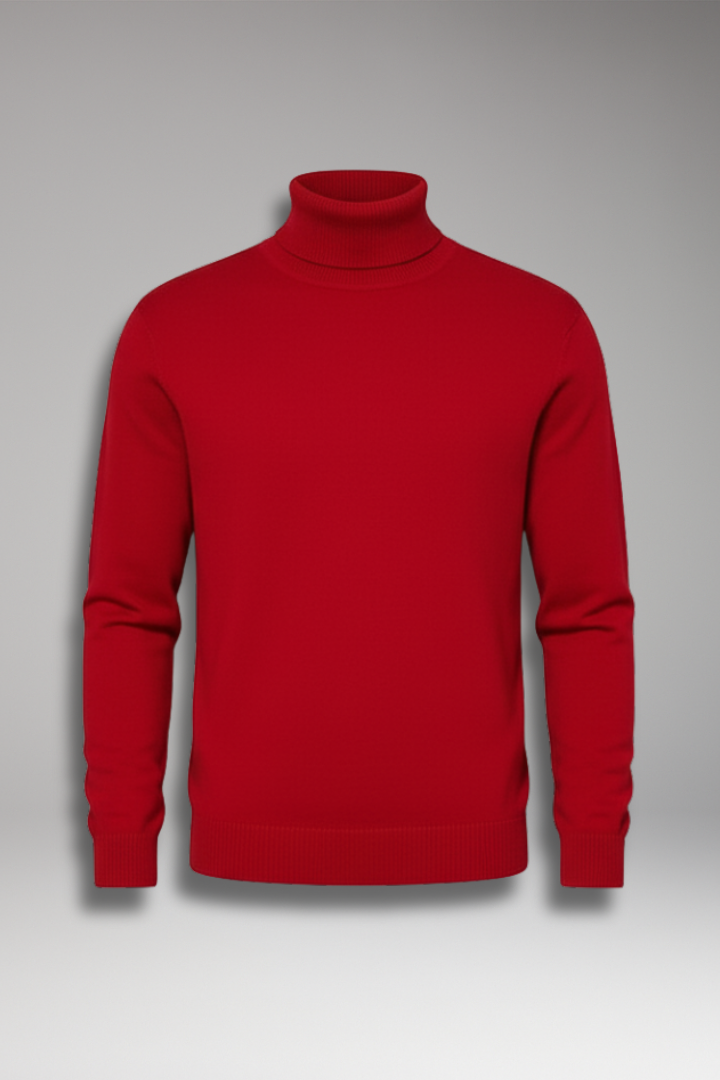 Men's Turtleneck Sweater Ribbed Plain - VibreMode