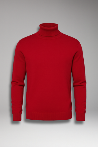 Men's Turtleneck Sweater Ribbed Plain - VibreMode