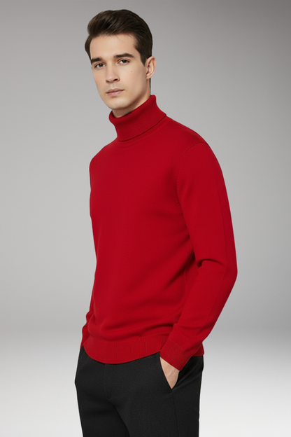 Men's Turtleneck Sweater Ribbed Plain