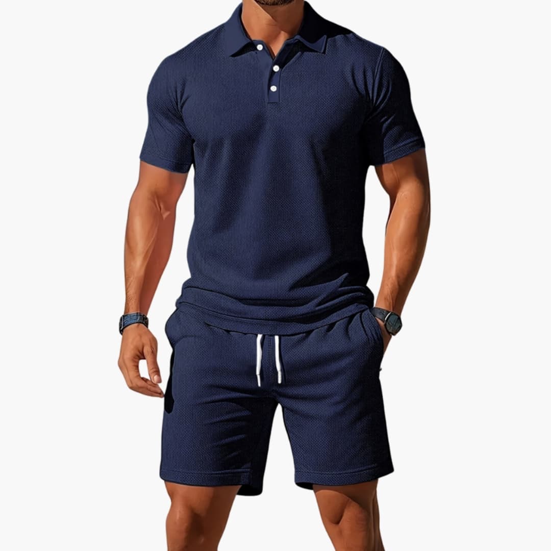Men's Polo Short Set Collared Shirt
