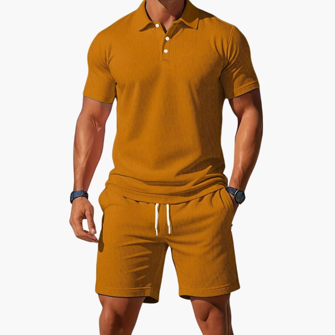 Men's Polo Short Set Collared Shirt