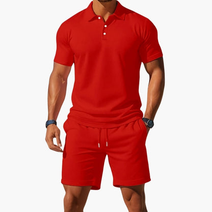 Men's Polo Short Set Collared Shirt