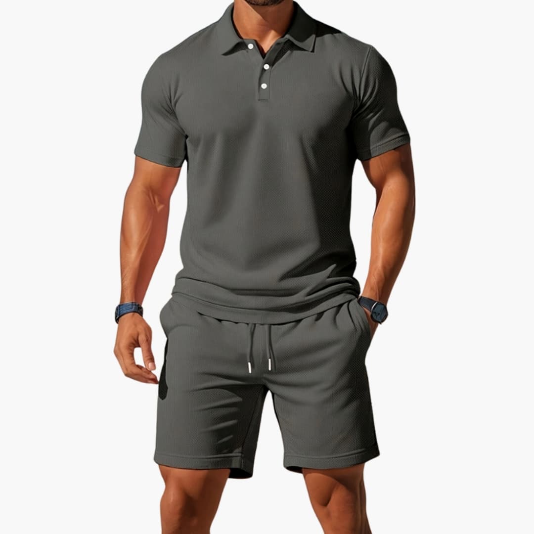 Men's Polo Short Set Collared Shirt