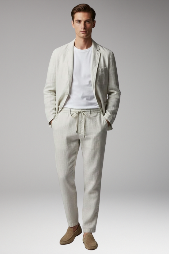 Men's Blazer Suit Elastic Pants Set