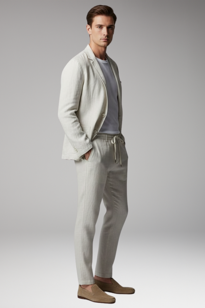 Men's Blazer Suit Elastic Pants Set