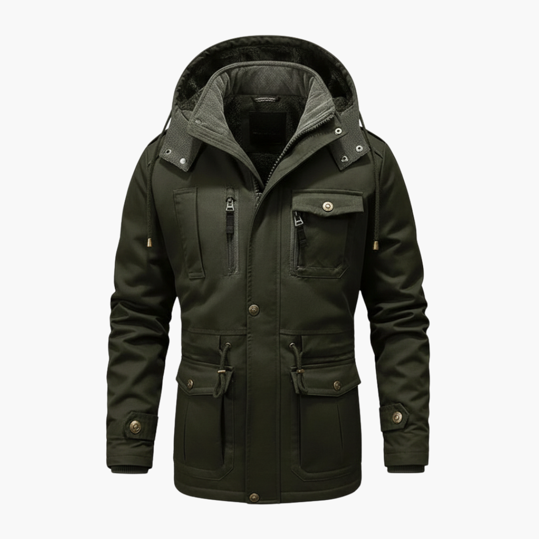 Men's Hooded Utility Jacket With Pockets - VibreMode