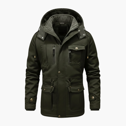 Men's Hooded Utility Jacket With Pockets - VibreMode