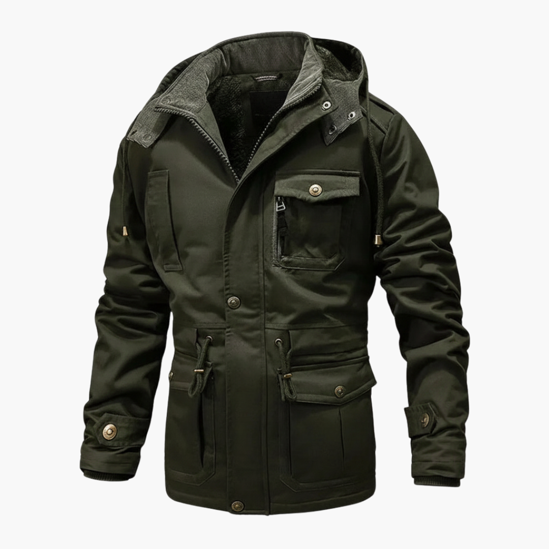 Men's Hooded Utility Jacket With Pockets