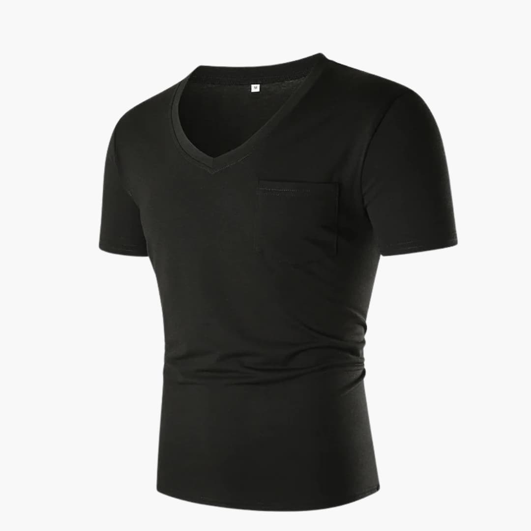 Men's Short Sleeve V-Neck T-Shirt With Pocket - VibreMode