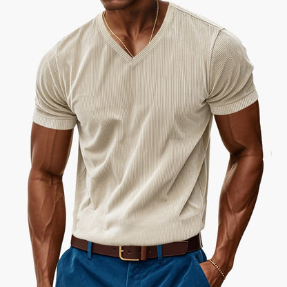 Men's Short Sleeve V-Neck T-Shirt Textured Finish - VibreMode