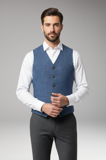 Men's V-Neck Button Vest