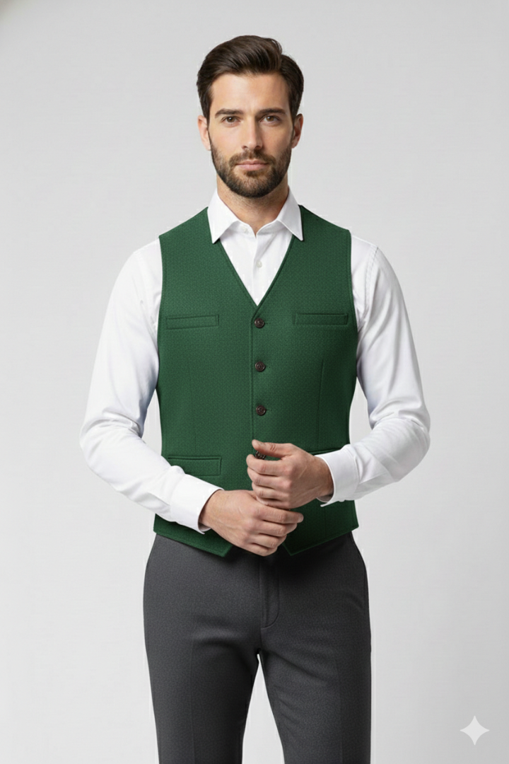 Men's V-Neck Button Vest