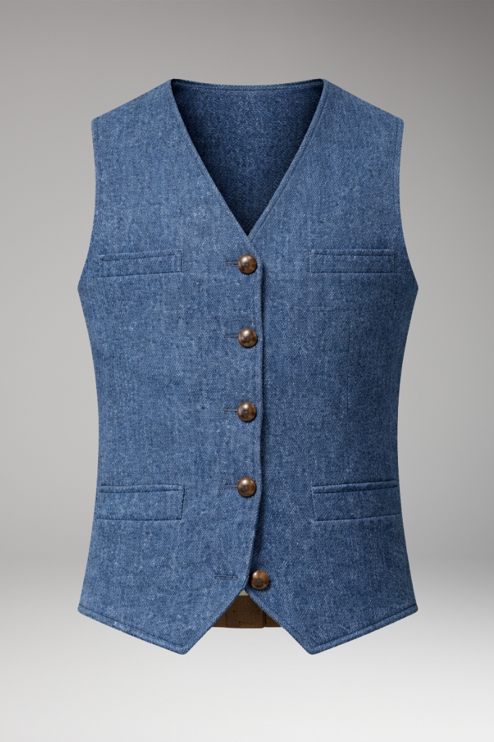 Men's V-Neck Button Vest - VibreMode