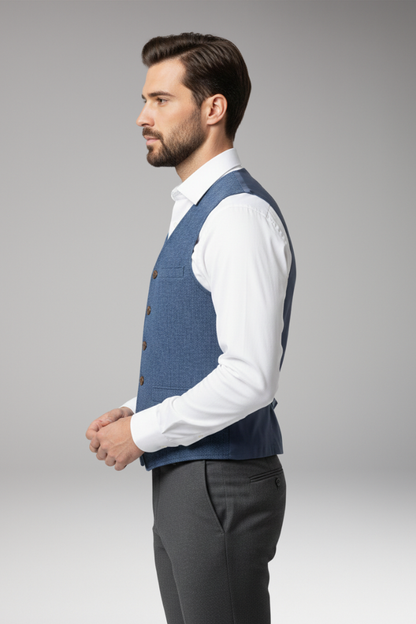 Men's V-Neck Button Vest