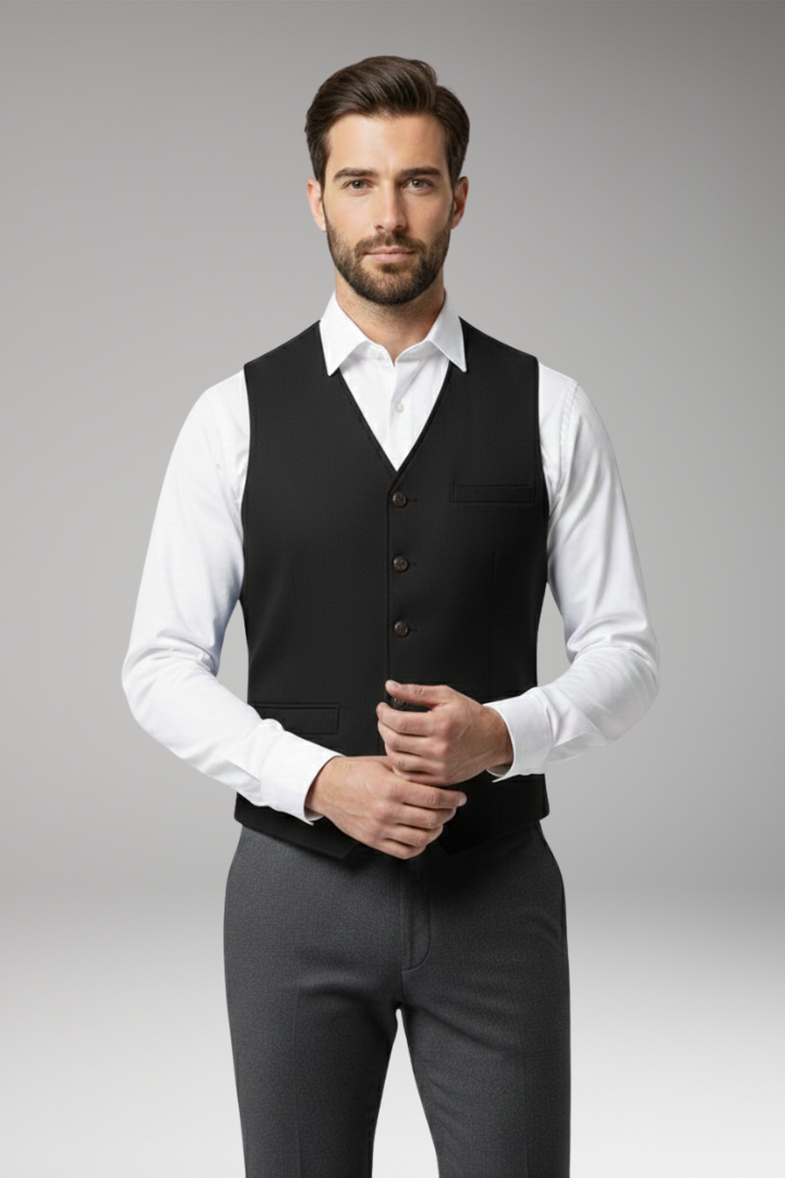 Men's V-Neck Button Vest
