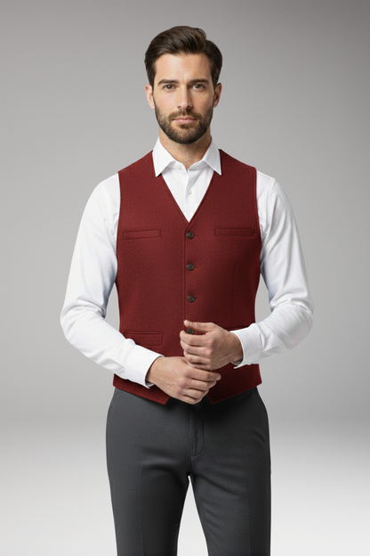 Men's V-Neck Button Vest