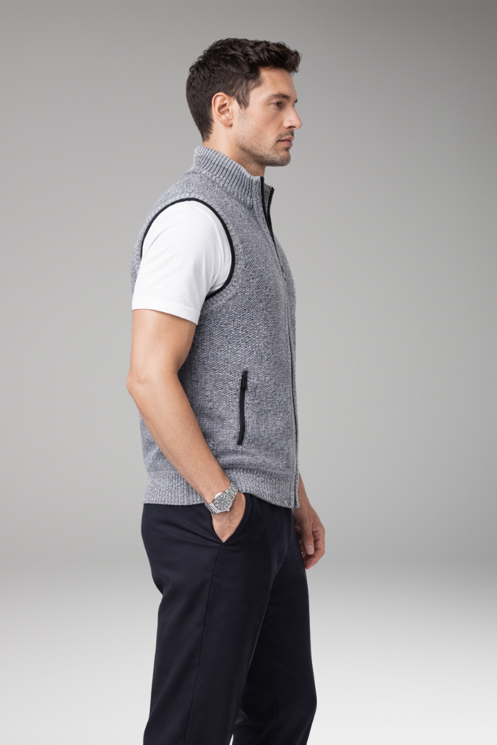 Men's Zipper Vest with Side Pockets
