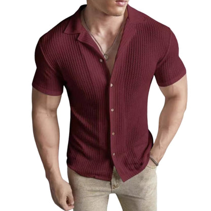 Men's Short Sleeve Crew Neck T-Shirt Waffle Knit