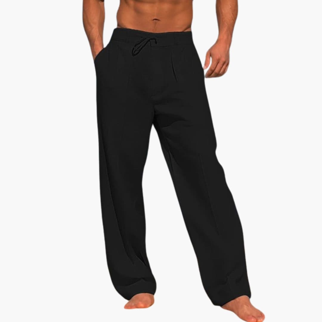 Men's Wide Leg Pants Elastic Waist Black