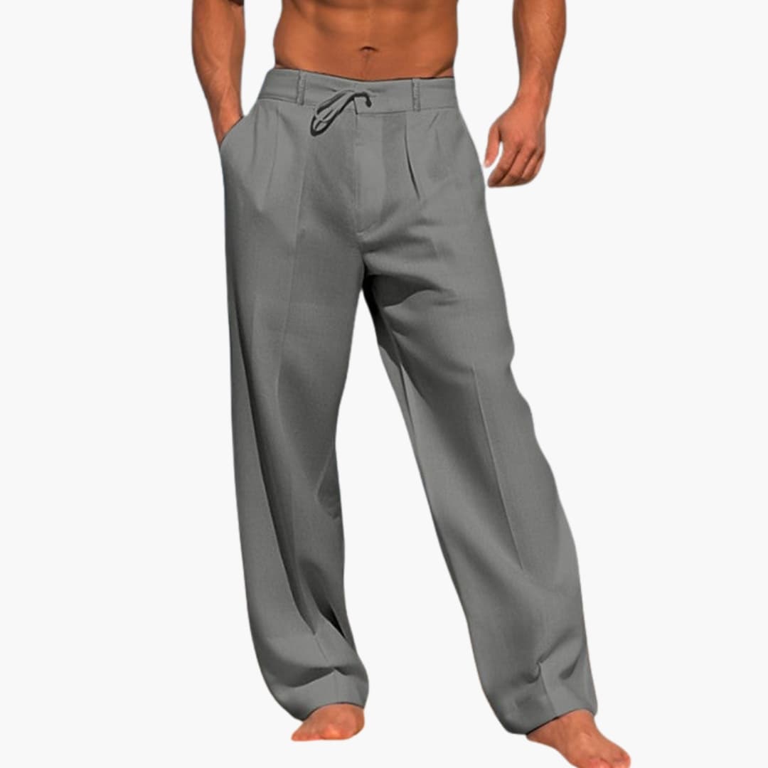 Men's Wide Leg Pants Elastic Waist Black - VibreMode