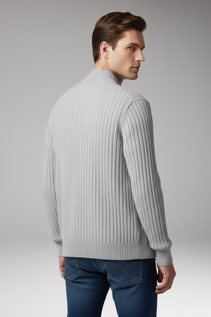 Men's Zip Cardigan Ribbed Front Pockets