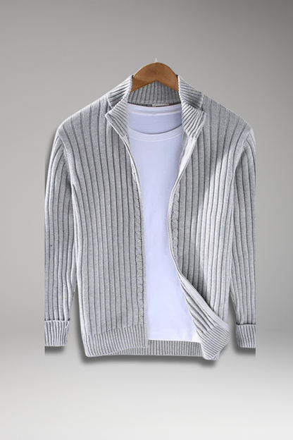 Men's Zip Cardigan Ribbed Front Pockets - VibreMode
