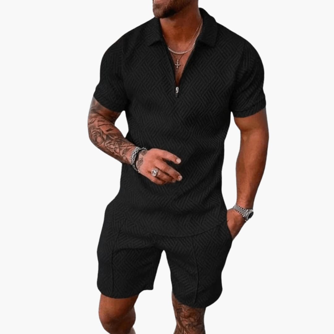 Men's Short Sleeve Polo Shirt Set Cotton - VibreMode