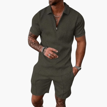 Men's Short Sleeve Polo Shirt Set Cotton