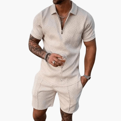 Men's Short Sleeve Polo Shirt Set Cotton