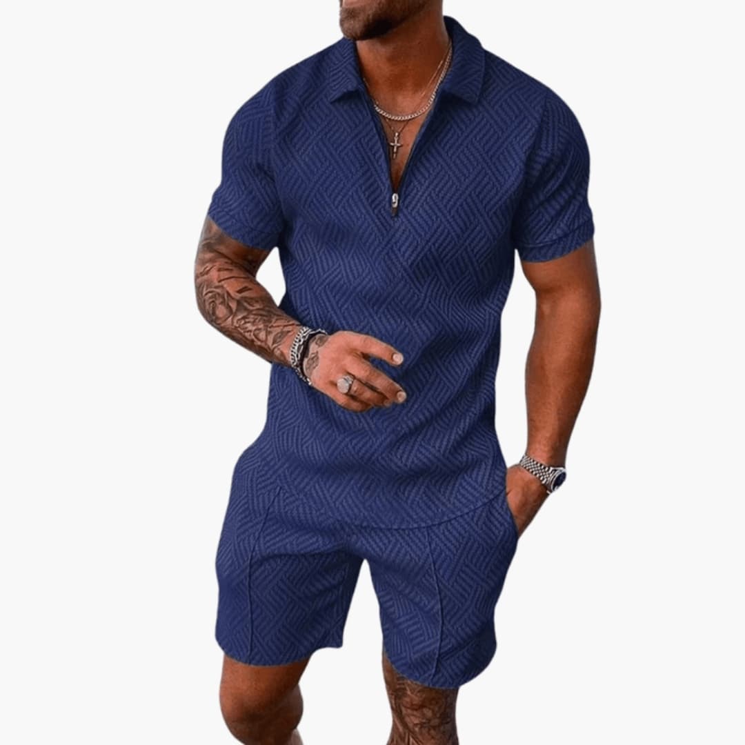 Men's Short Sleeve Polo Shirt Set Cotton