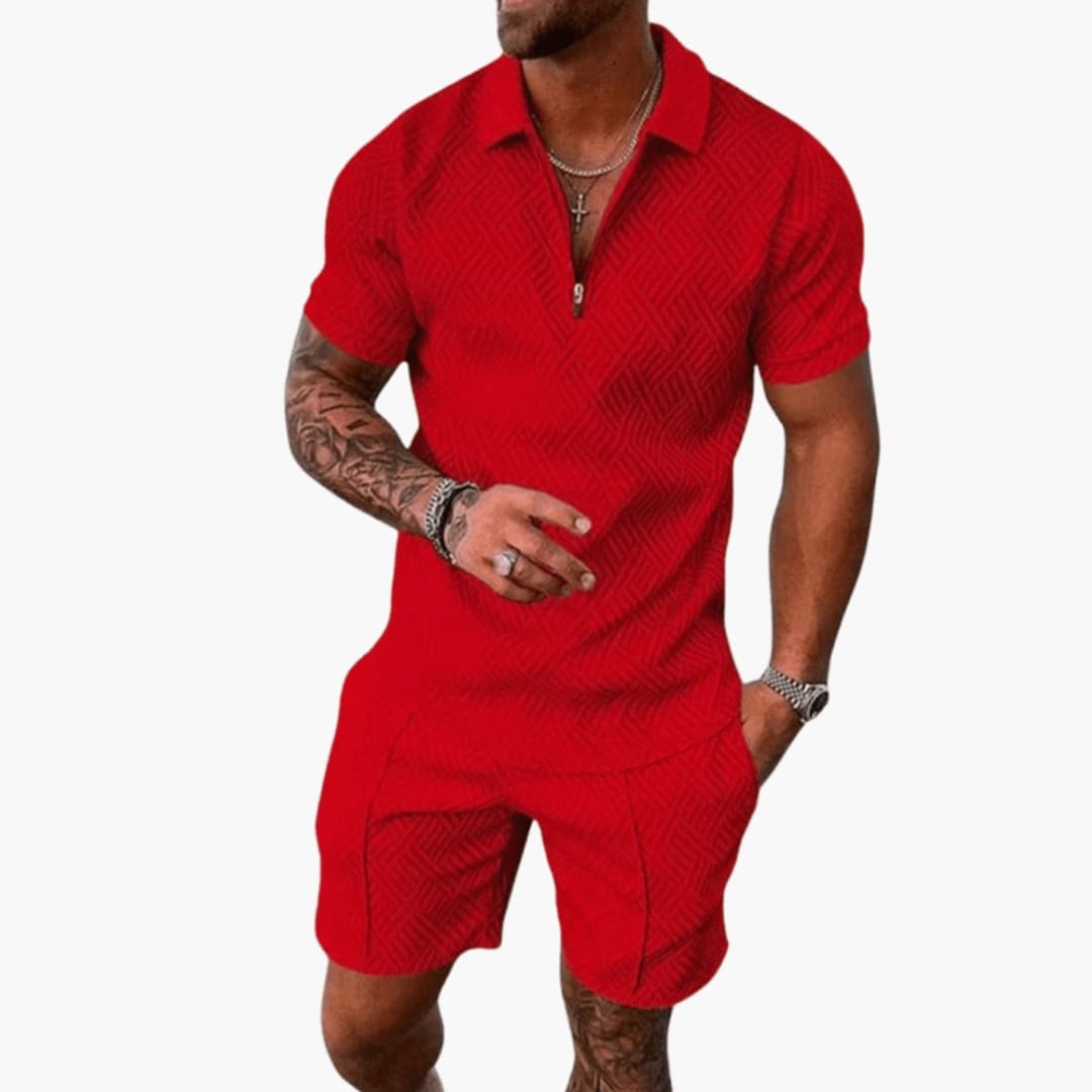Men's Short Sleeve Polo Shirt Set Cotton