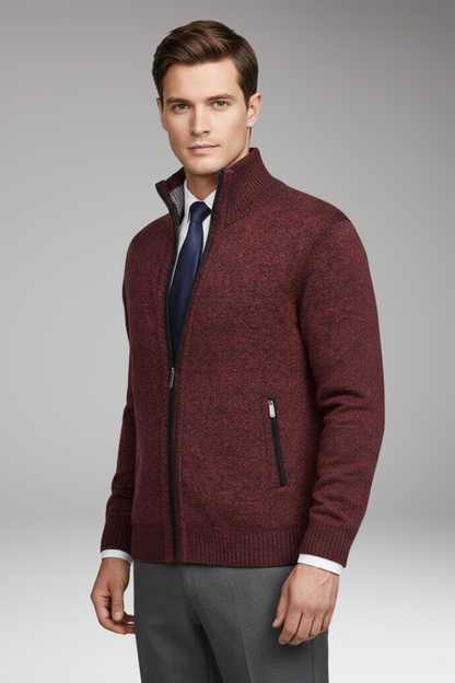 Men's Cardigan Sweater Stand Collar Button Closure